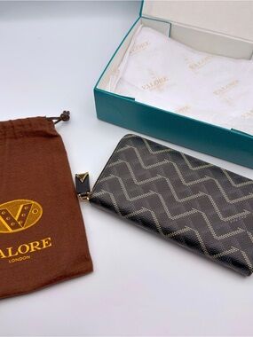 Black Chevron Zip-Around Wallet